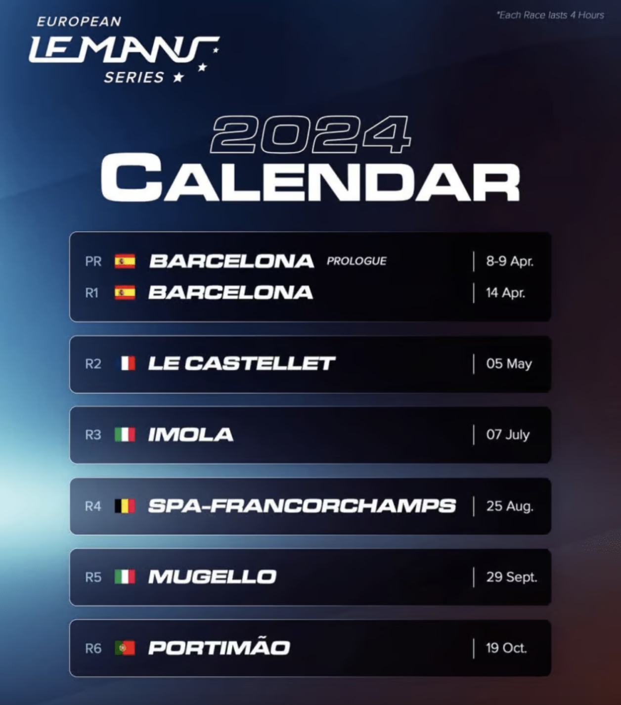 2024 Race Calendars – All Motorsport Series