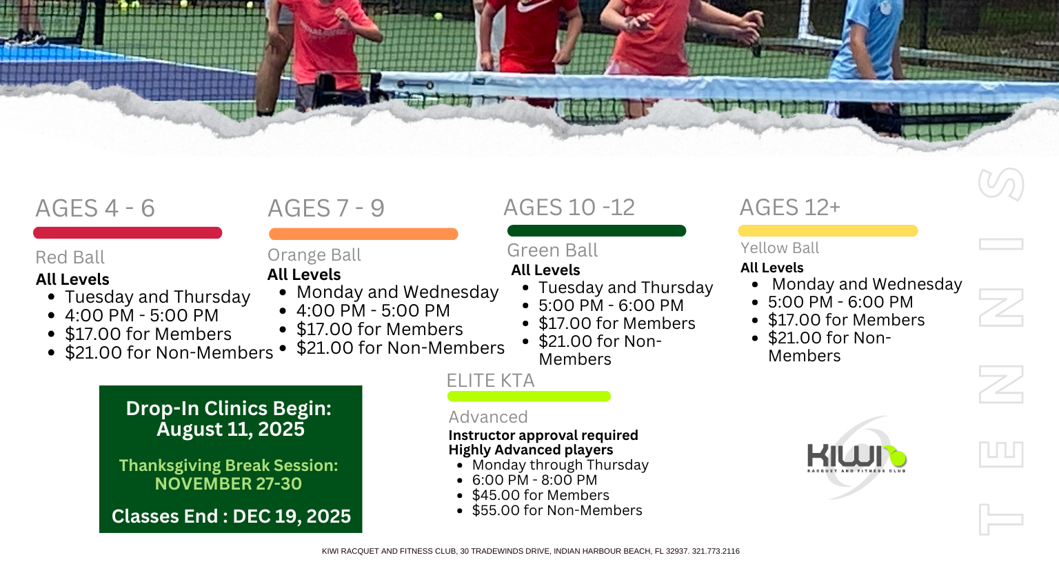 Junior Fall Tennis Clinics