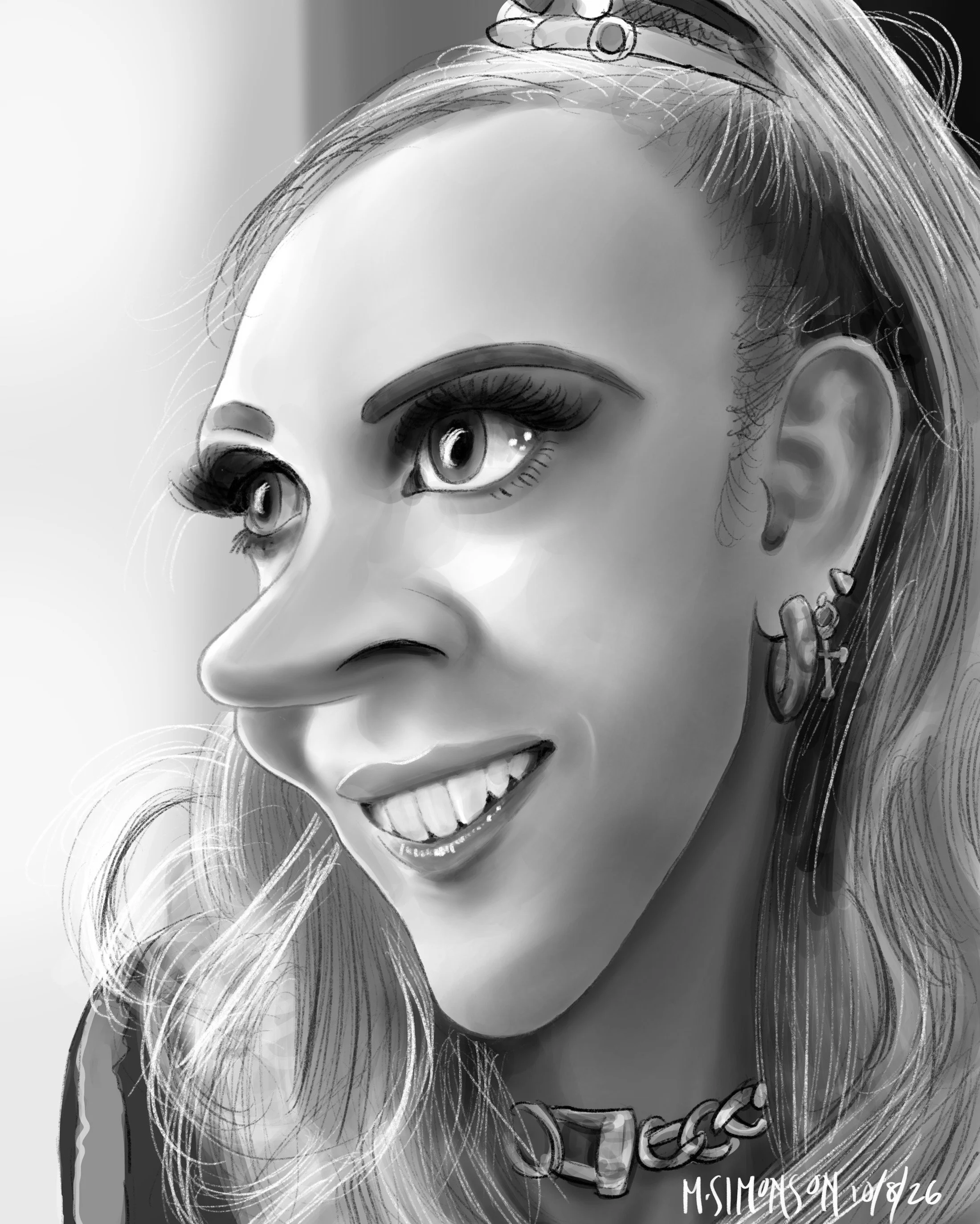 Caricature of Juno Temple as Keeley Jones