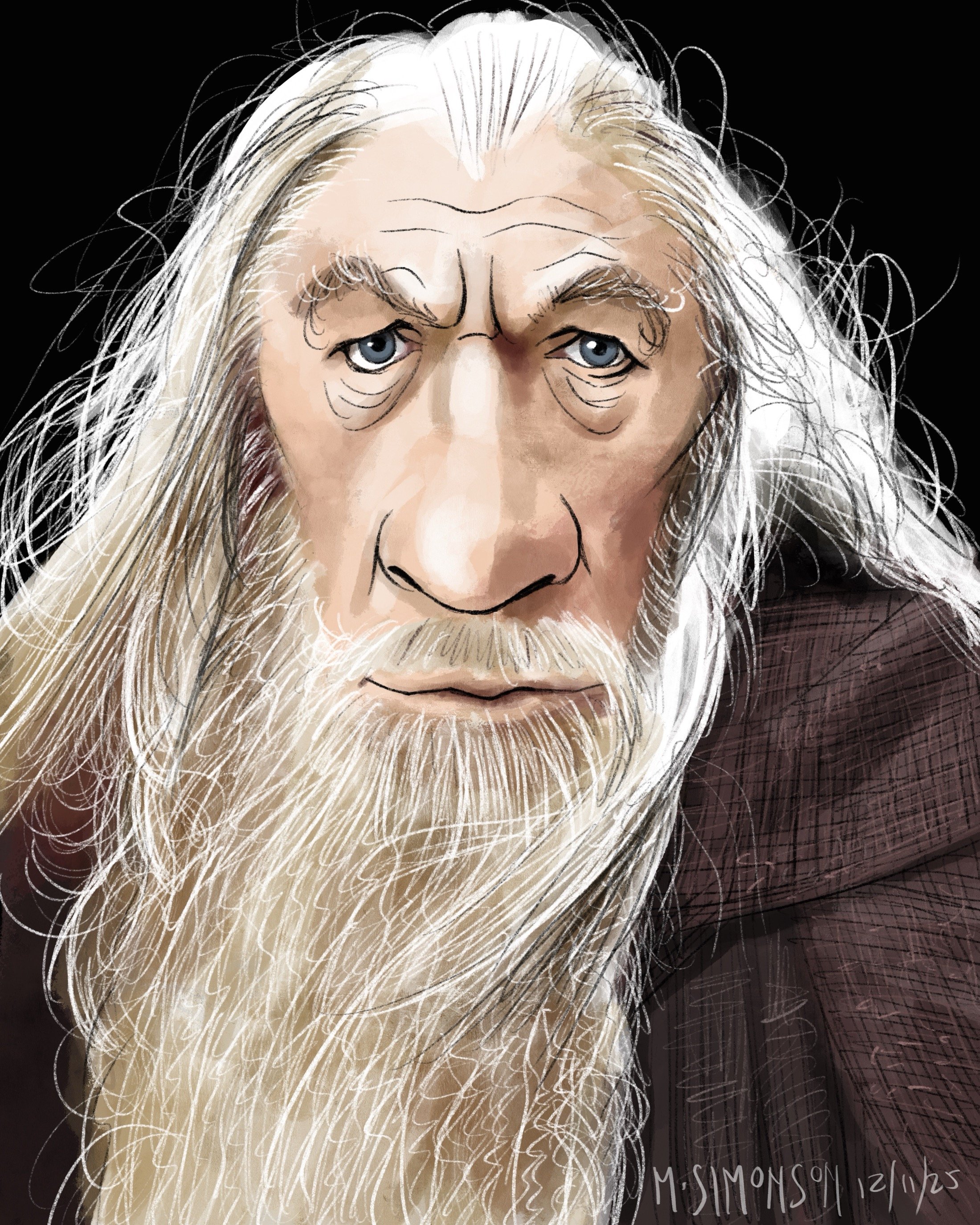 Caricature of Ian McKellen