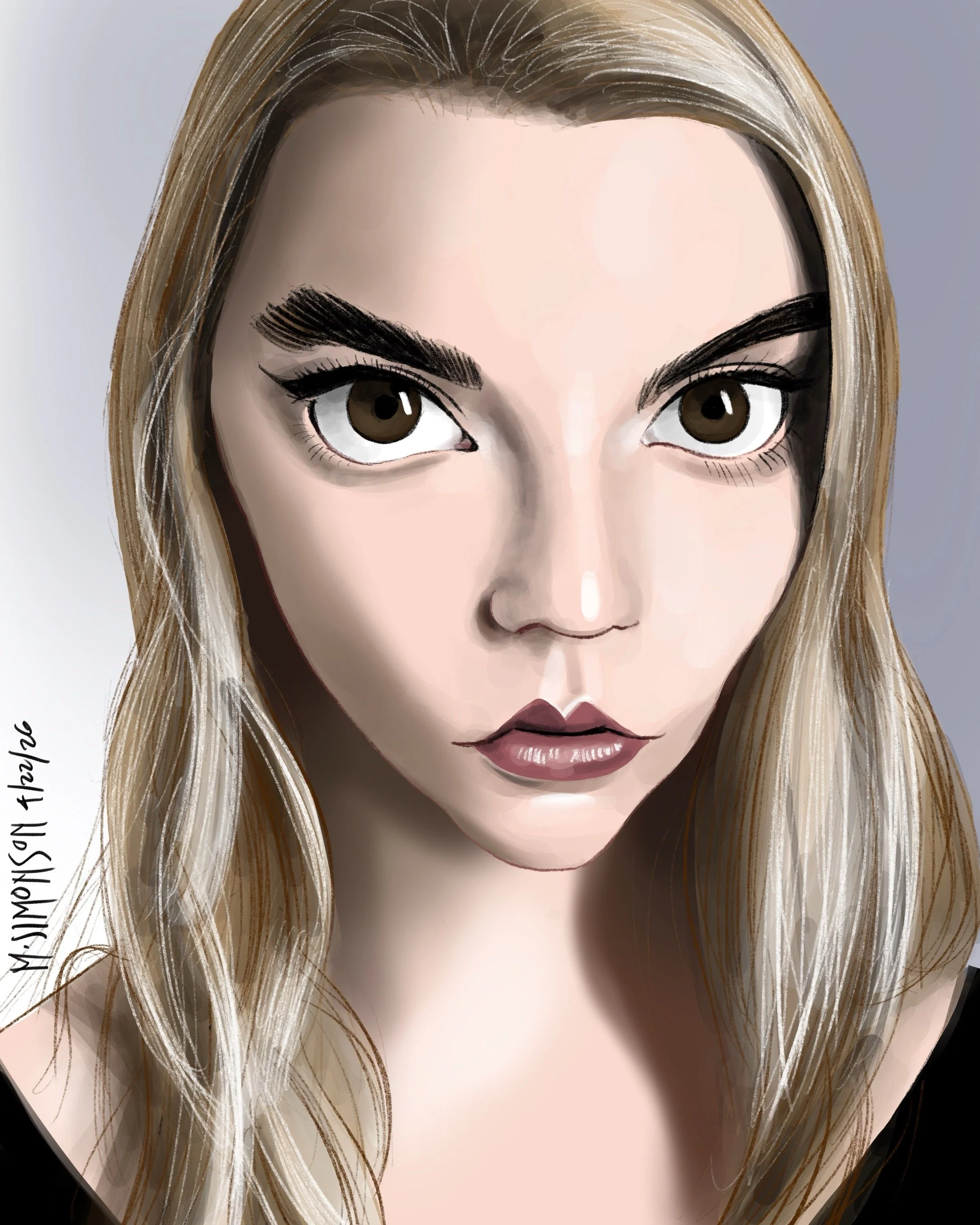 Caricature of Anya Taylor-Joy
