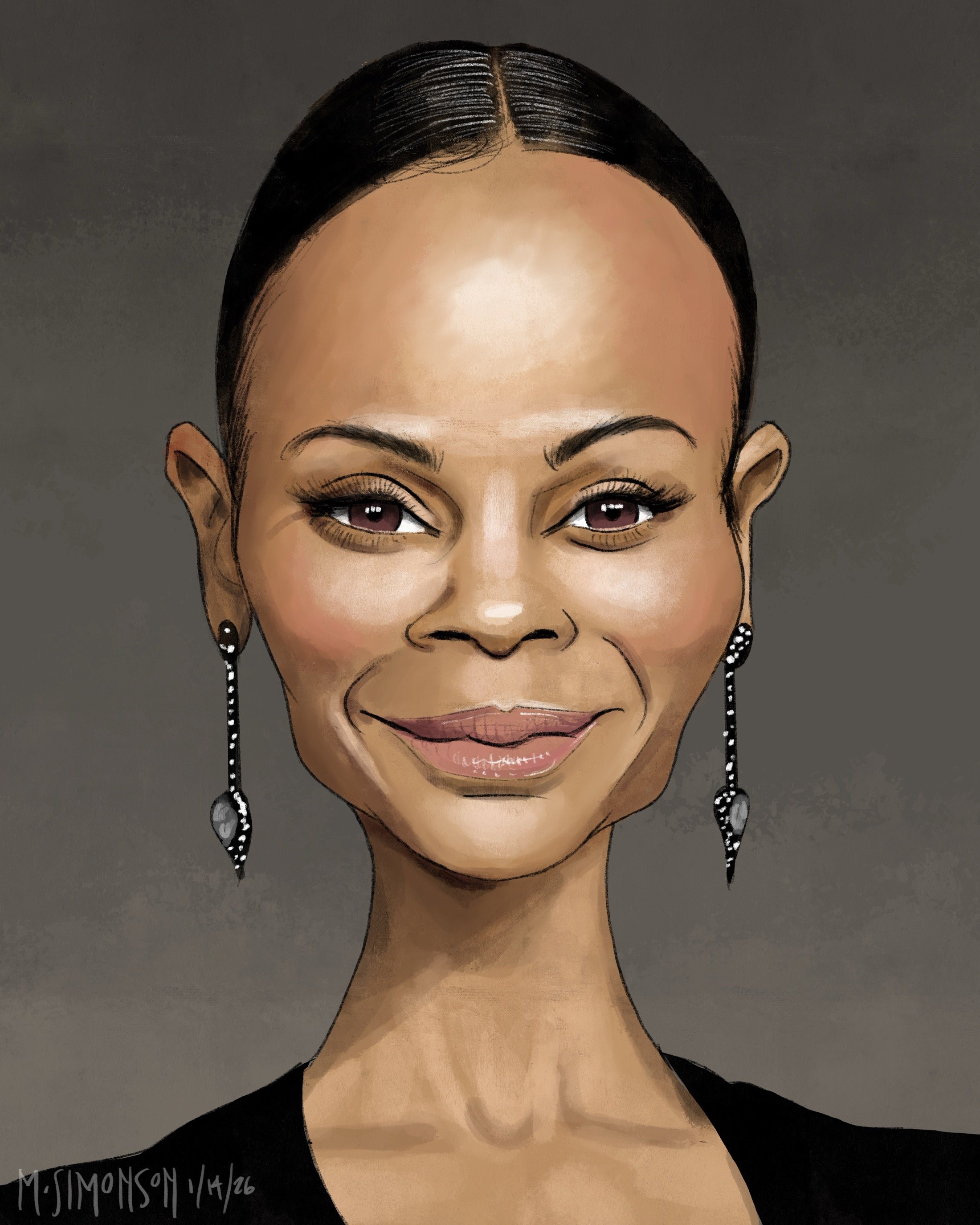 Caricature of Zoe Saldaña