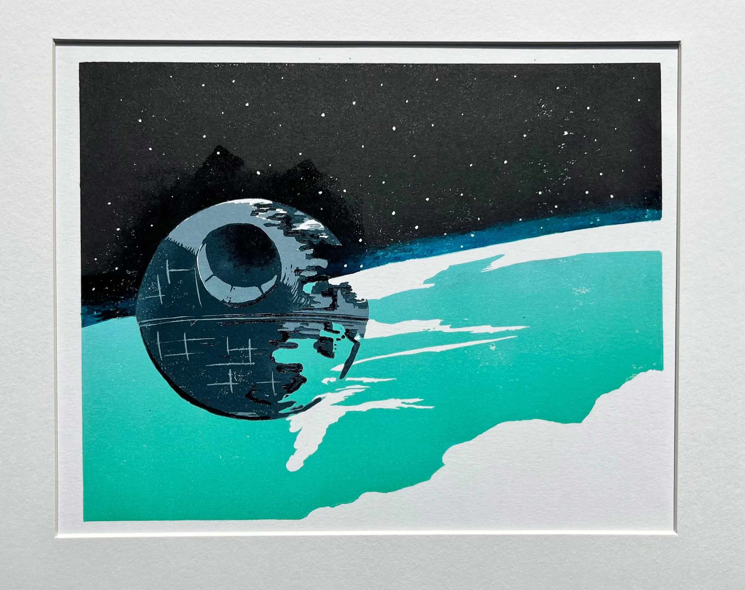 Death Star in partial build above a planet