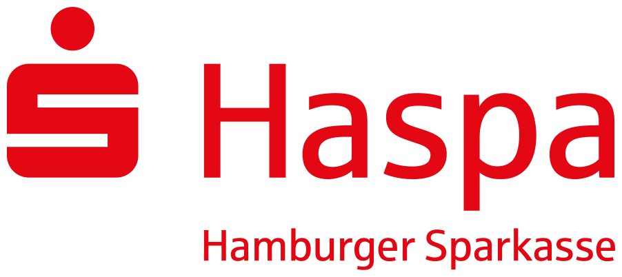 Das Logo der Haspa Hamburger Sparkasse, bestehend aus einem roten stilisierten 'S' und dem Text 'Haspa Hamburger Sparkasse' in Rot.