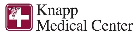 Knapp Medical Center logo with a white cross, a medical symbol, and text