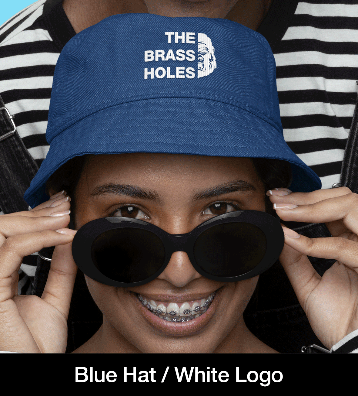 Brass Holes Bucket Hat in Blue