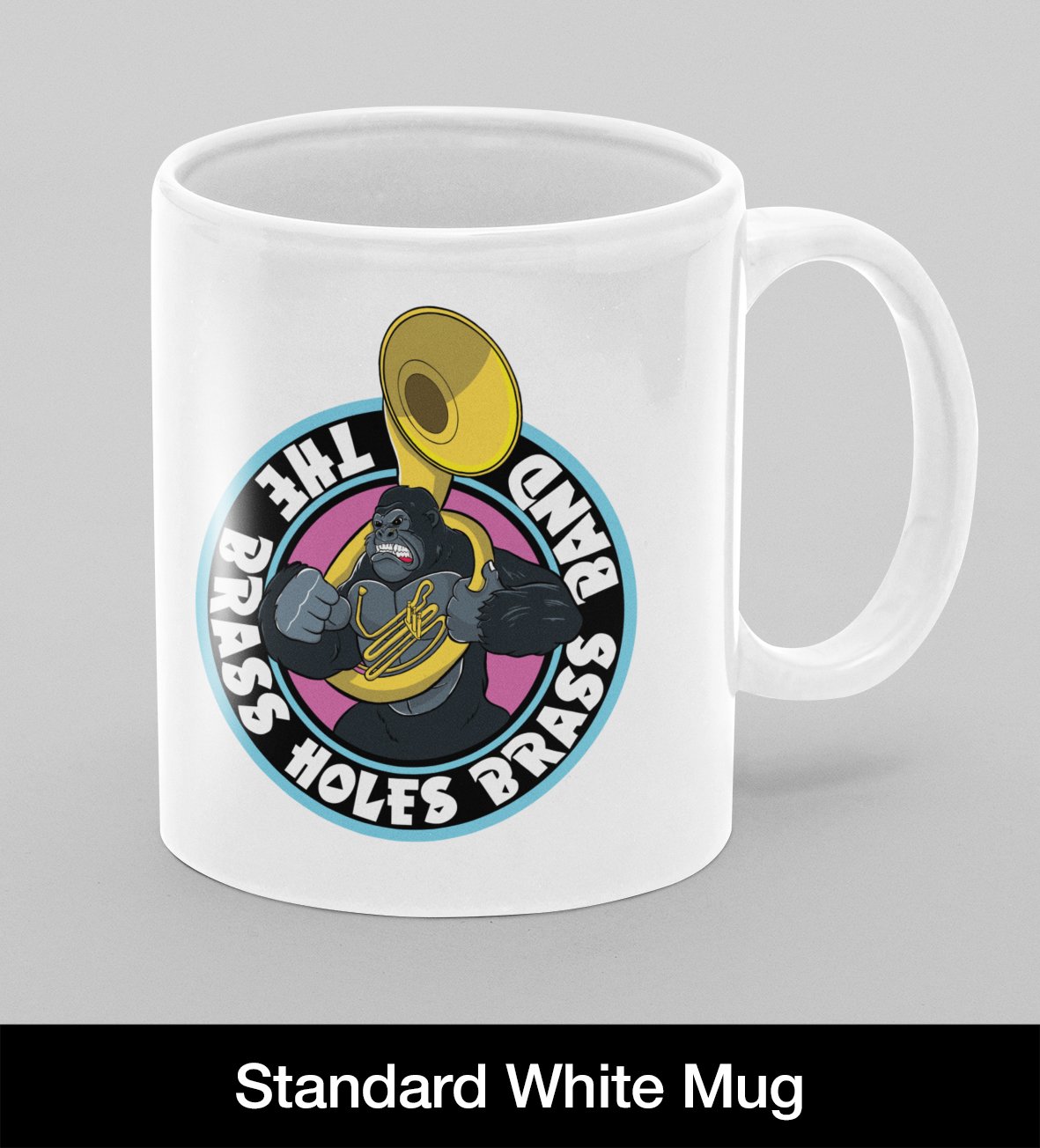 The Brass Holes Band printed mug with original logo