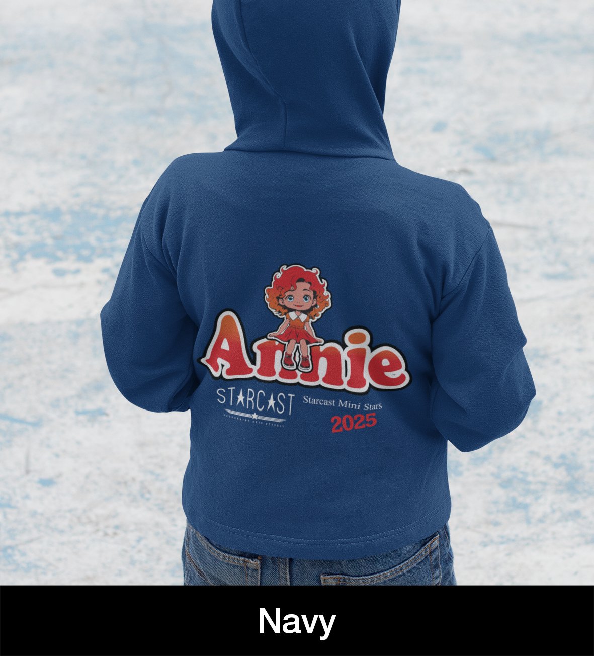Starcast Theatre School printed hoodie with Annie design