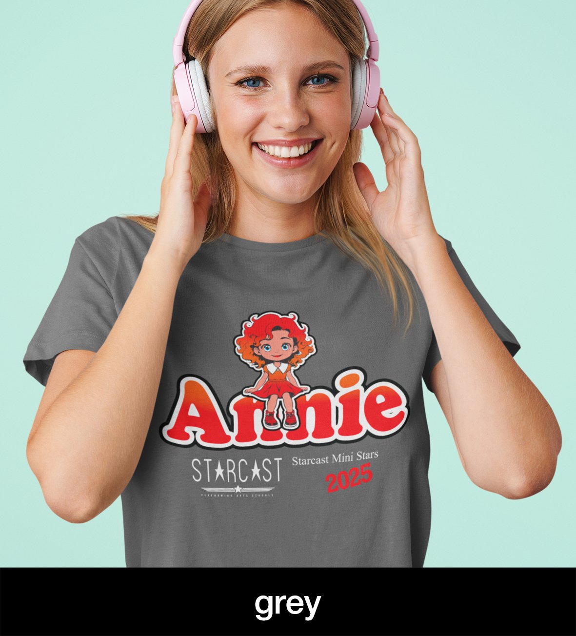 Starcast Theatre School printed t-shirt with Annie design