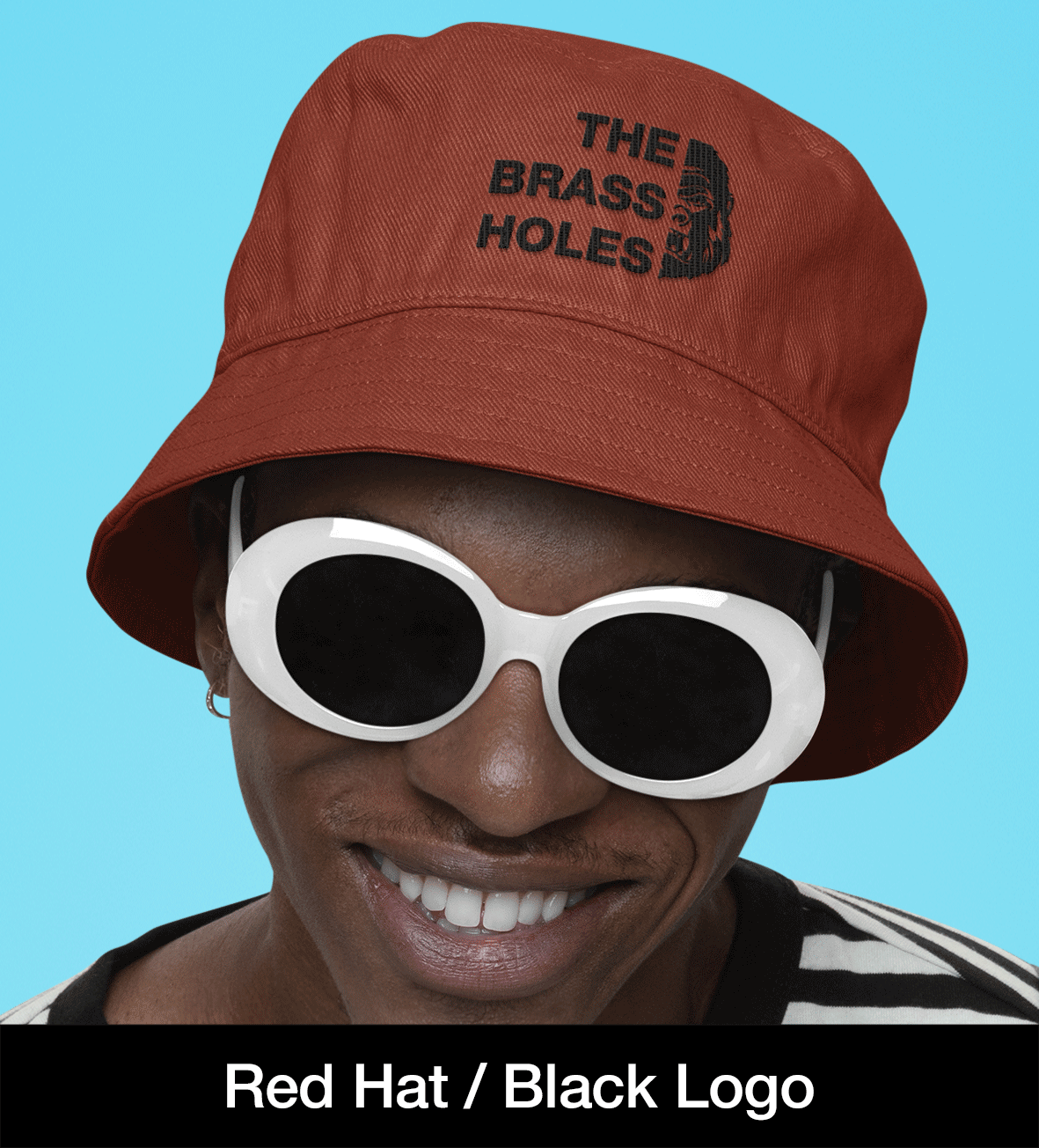 Brass Holes Bucket Hat in Red