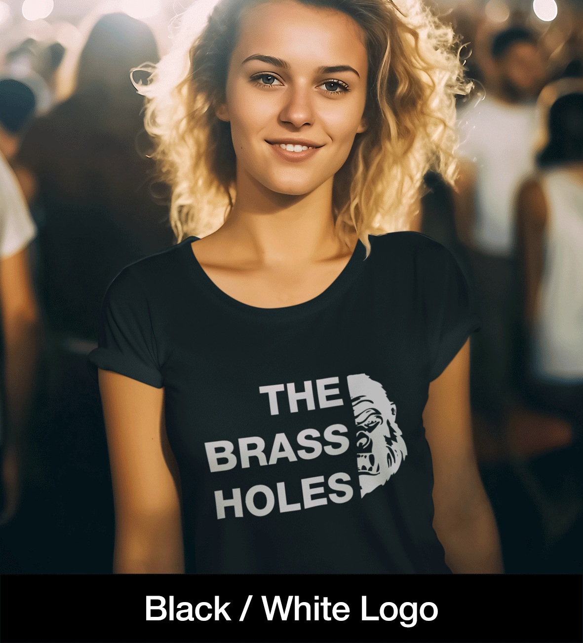 The Brass Holes Band printed t-shirt stacked logo
