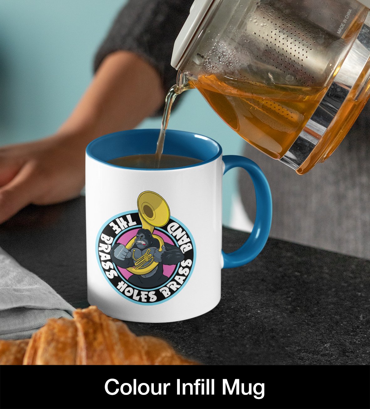 The Brass Holes Band printed colour fill mug with original logo