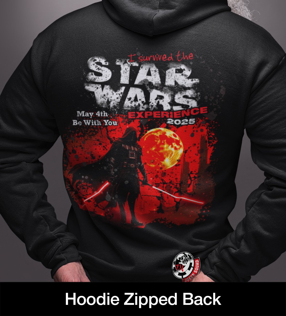 Comic Con 2025 Joker Squad Star Wars inspired, original artwork, printed zipped hoodie