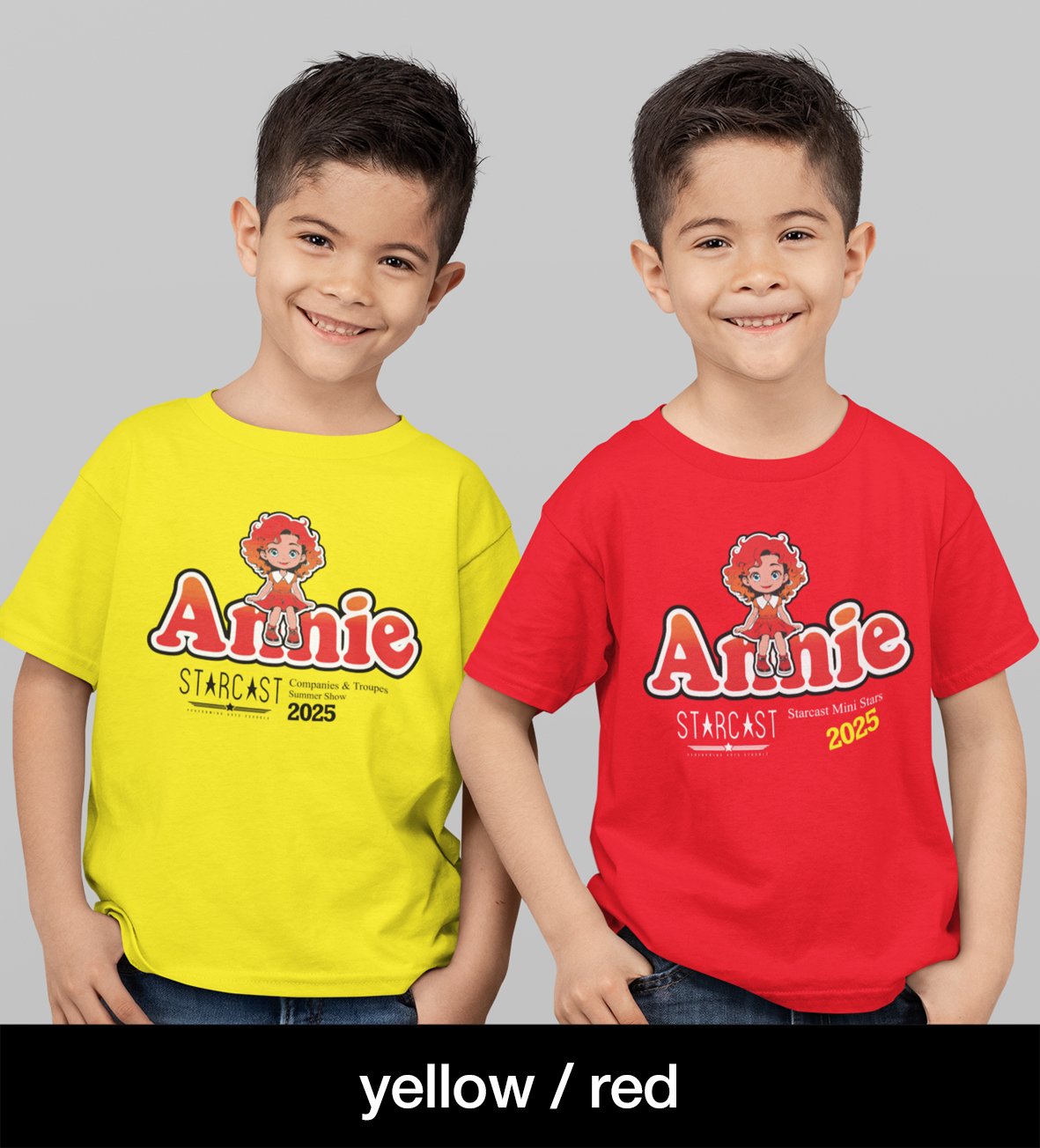 Starcast Theatre School printed t-shirt with Annie design