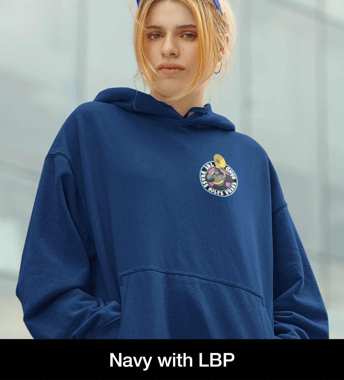 The Brass Holes Band printed hoodie with stacked logo
