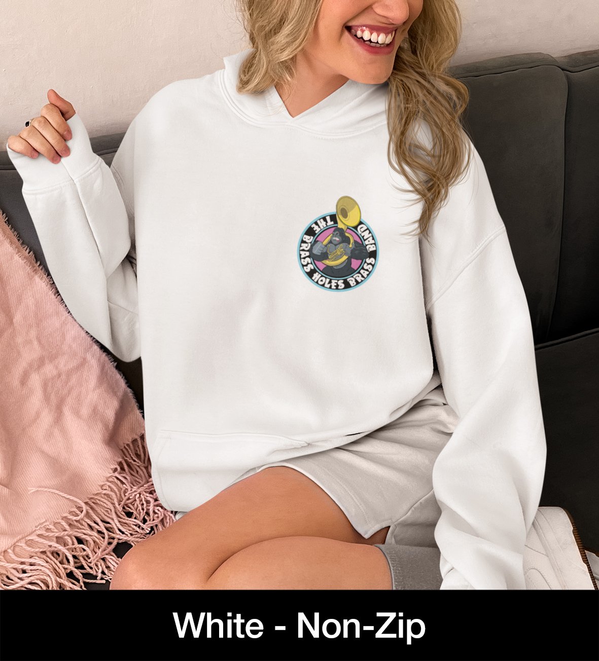 The Brass Holes Band printed hoodie with stacked logo