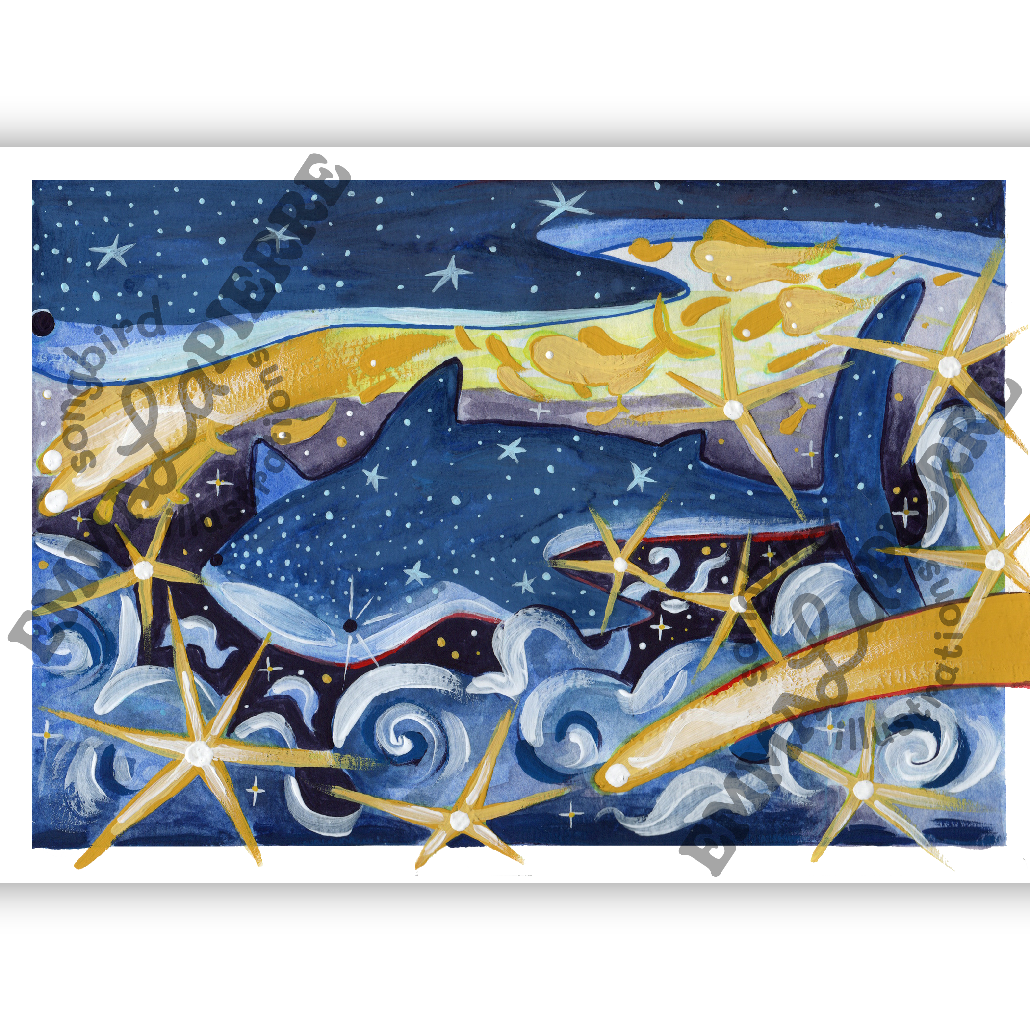 Starry Whale Shark Poster