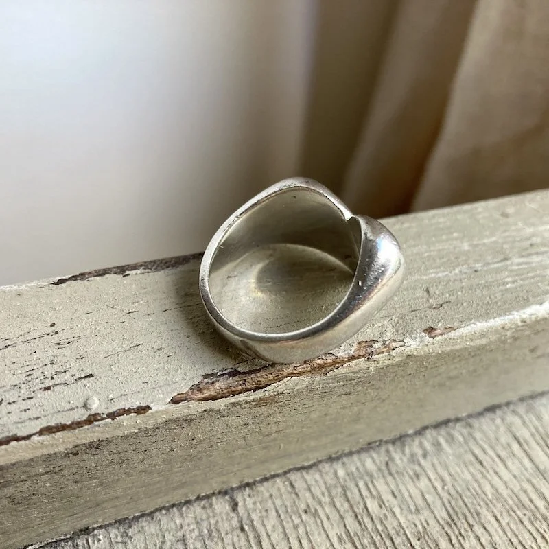 Chunky Heavy Solid Vintage Sterling Silver Heart Ring (O) — Shop Kula