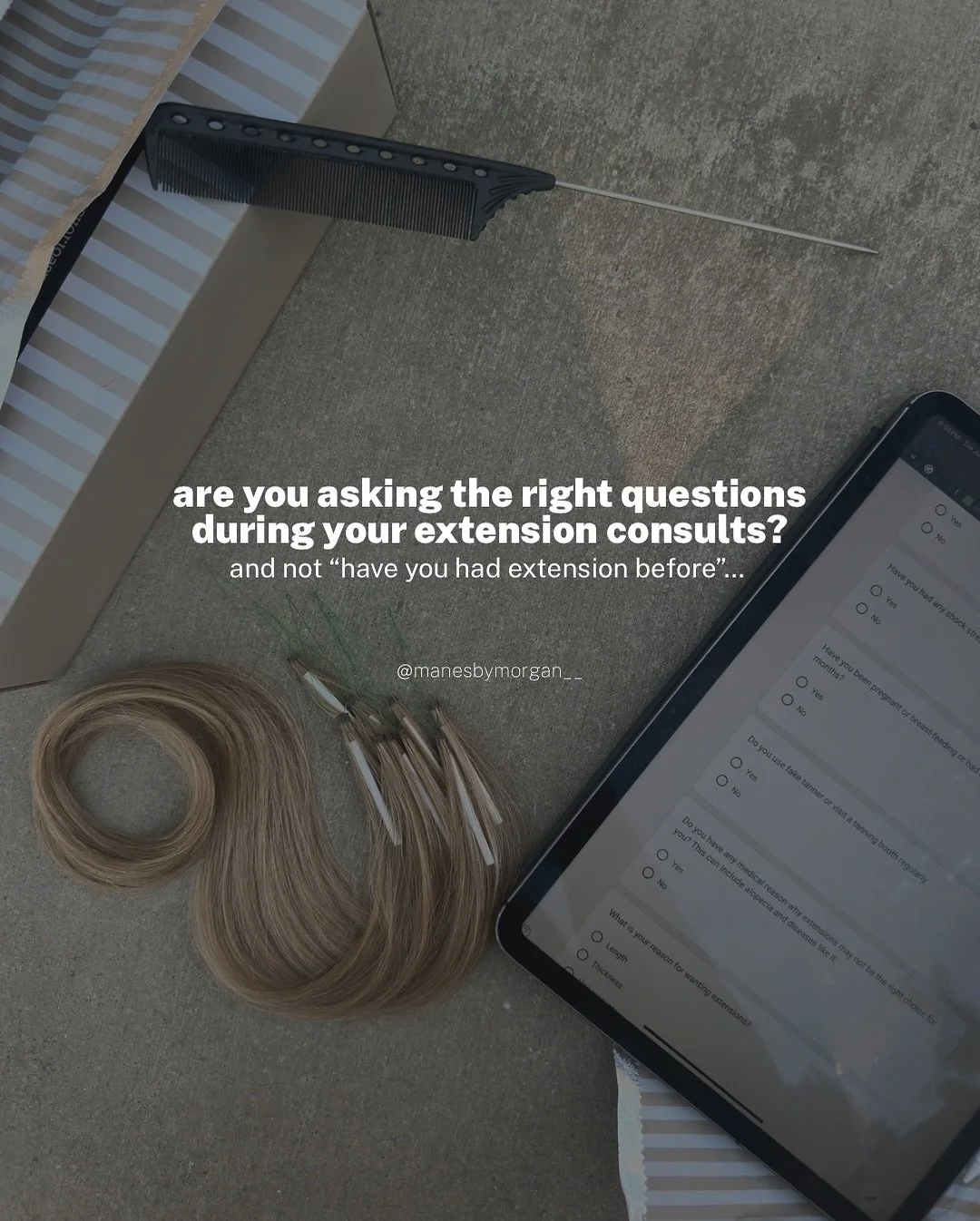 Are you asking the right questions during your extension consults? 👀
It&rsquo;s easy to jump straight to &ldquo;Have you had extensions before?&rdquo;&mdash;but what about the things that actually impact the success of the install?

🧠 Pregnancy, me