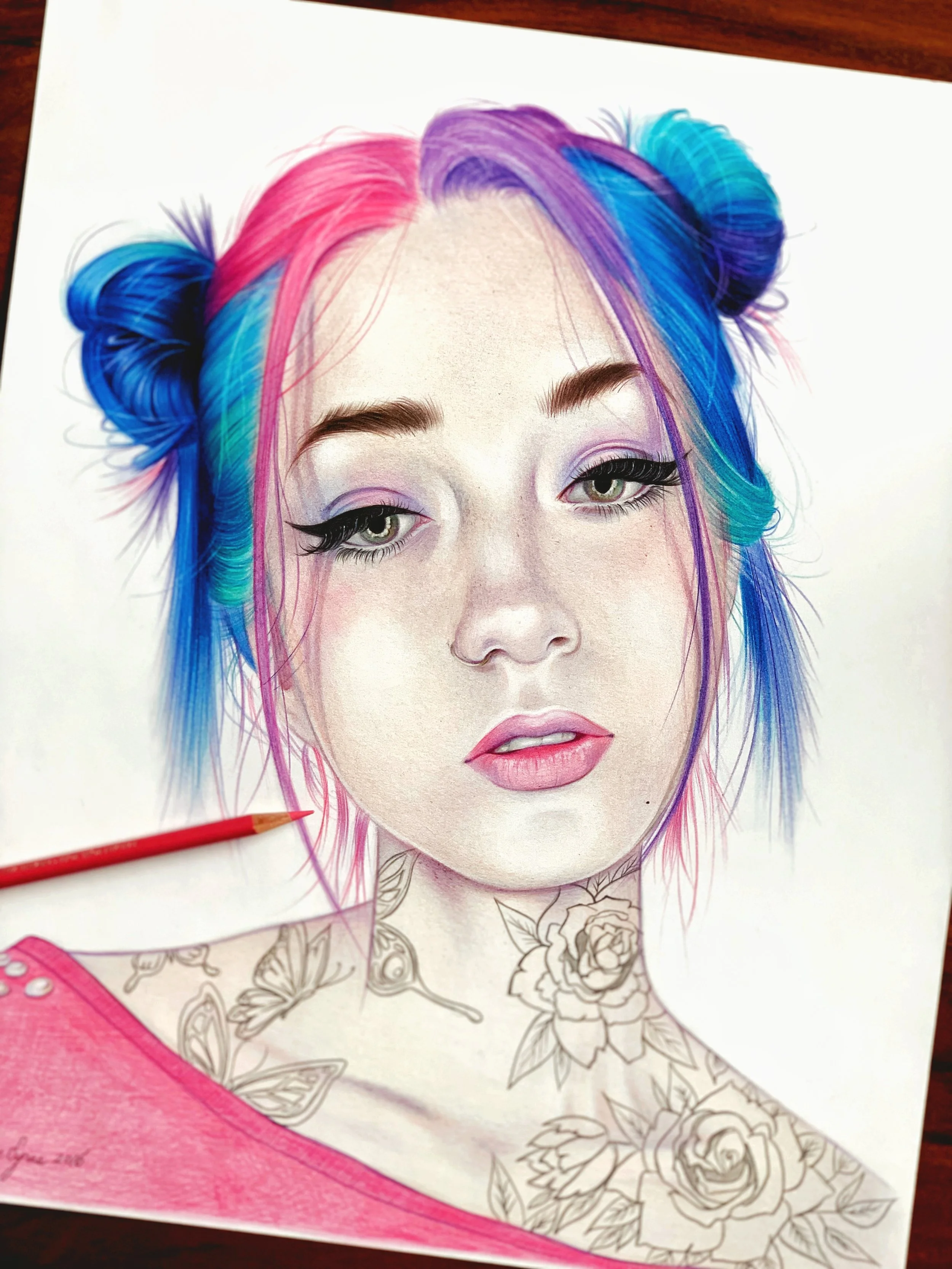 Buns — Coloured pencil on paper, 2016