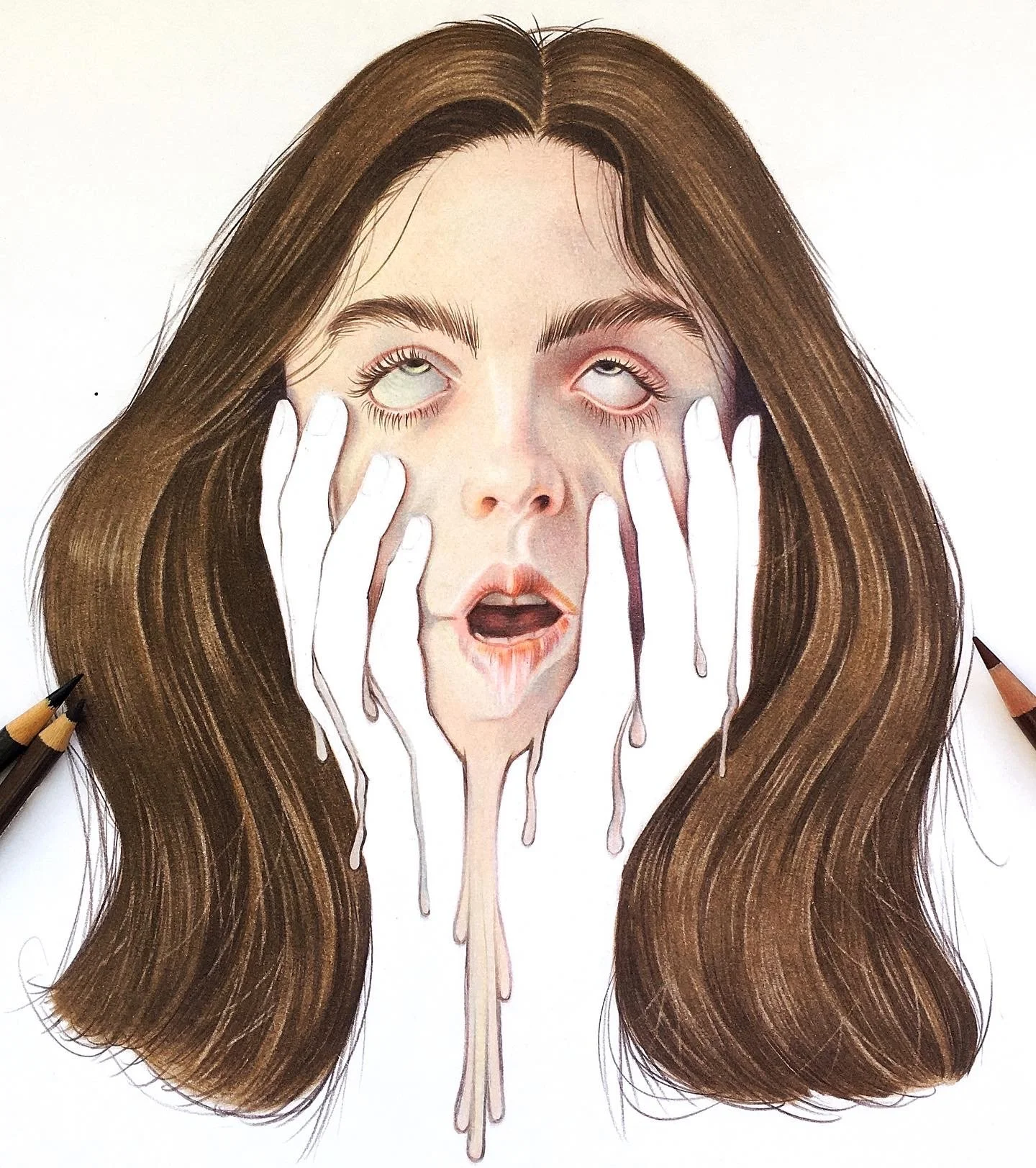 Melting — Coloured pencil on paper, 2020