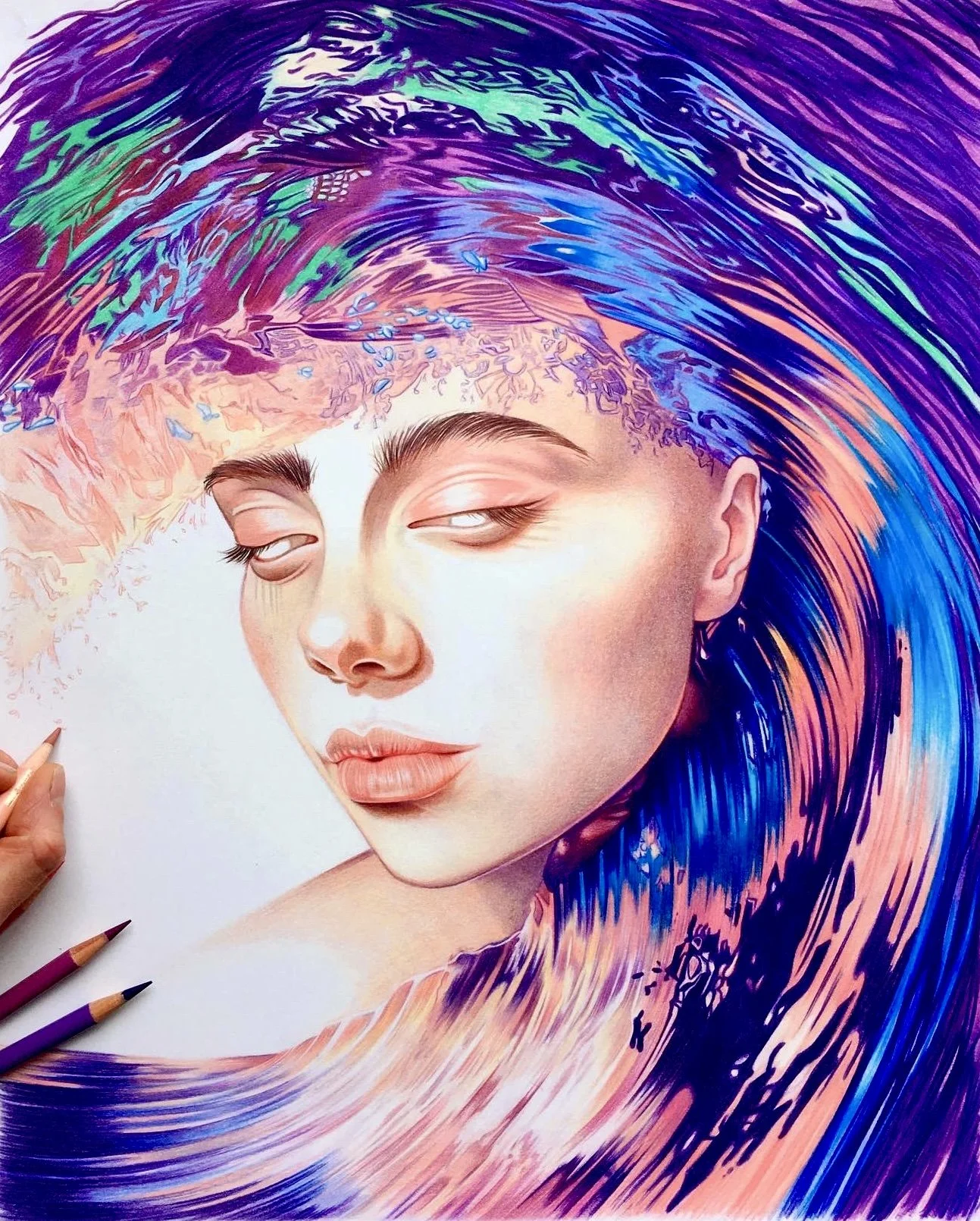 Surrender — Coloured pencil on paper, 2021