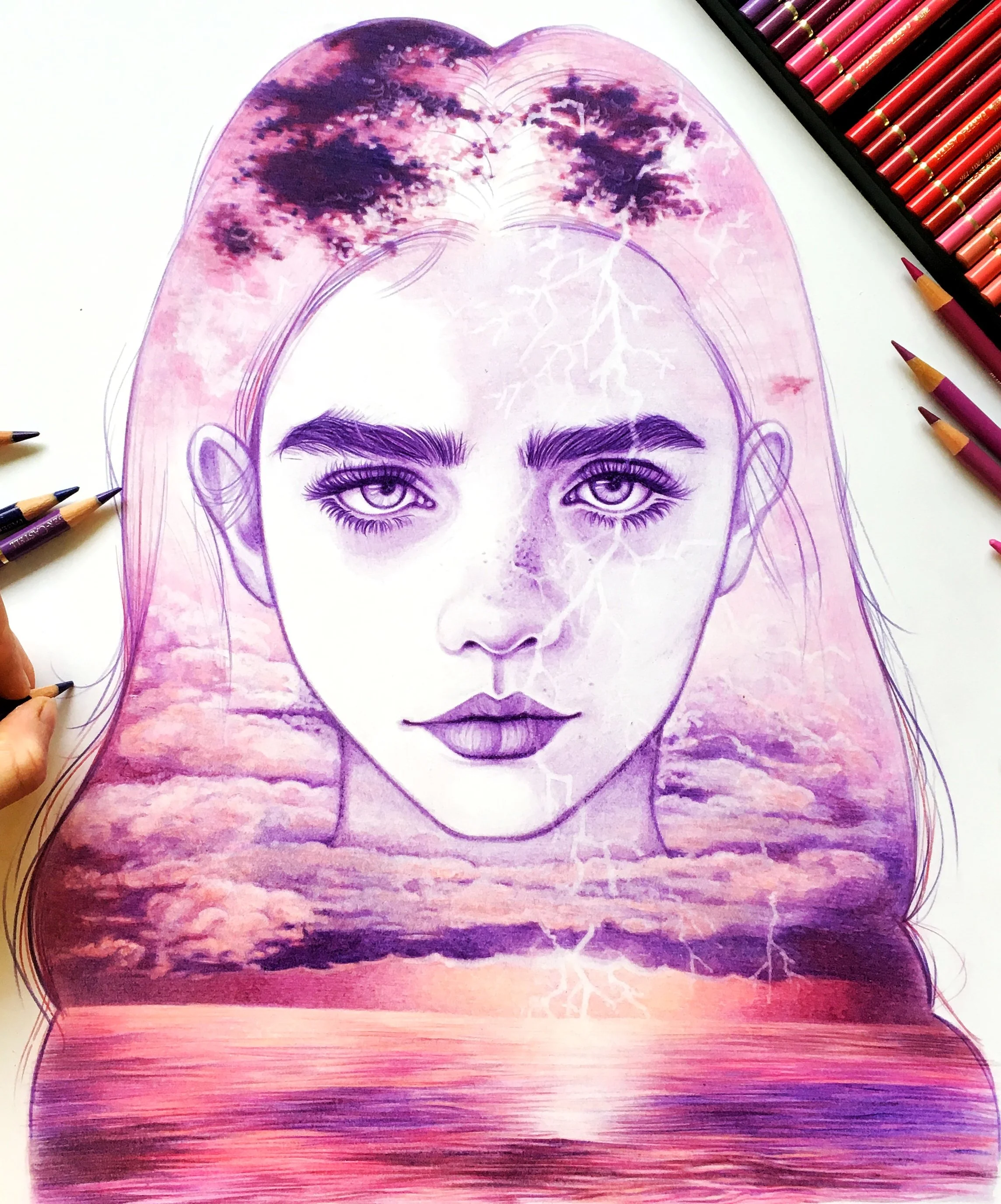 Thunderstorm — Coloured pencil on paper, 2018