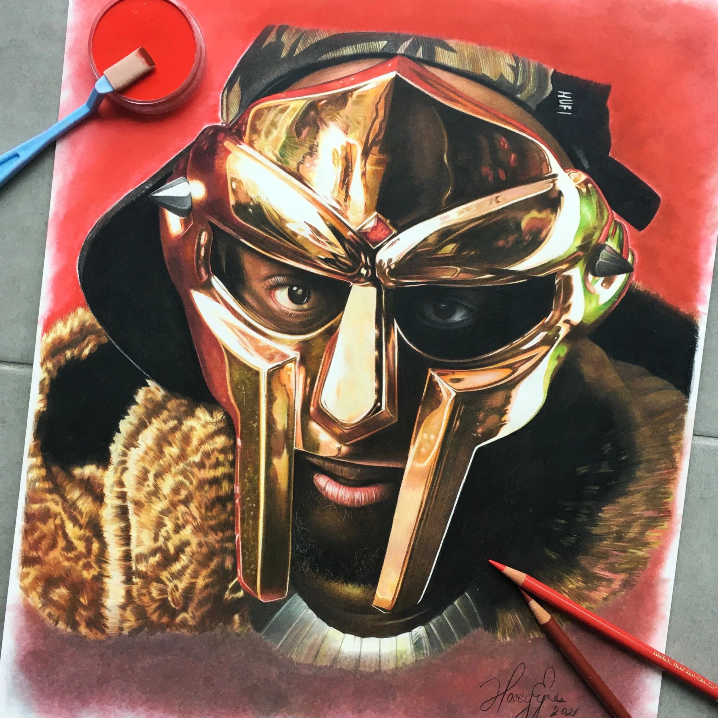 MF DOOM - Coloured pencil on paper, 2021