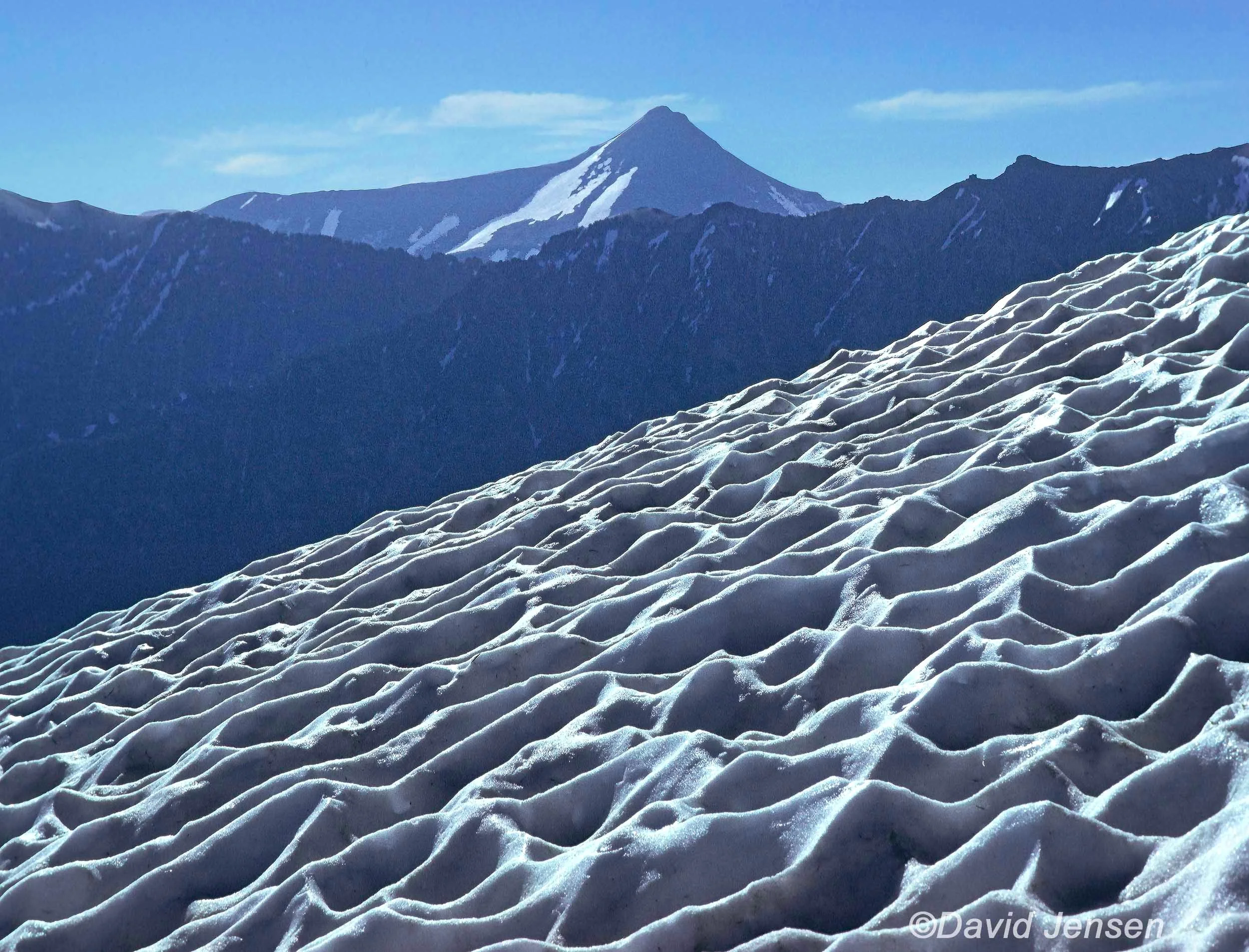 AB320  Suncups in snow and Aneroid Mountain