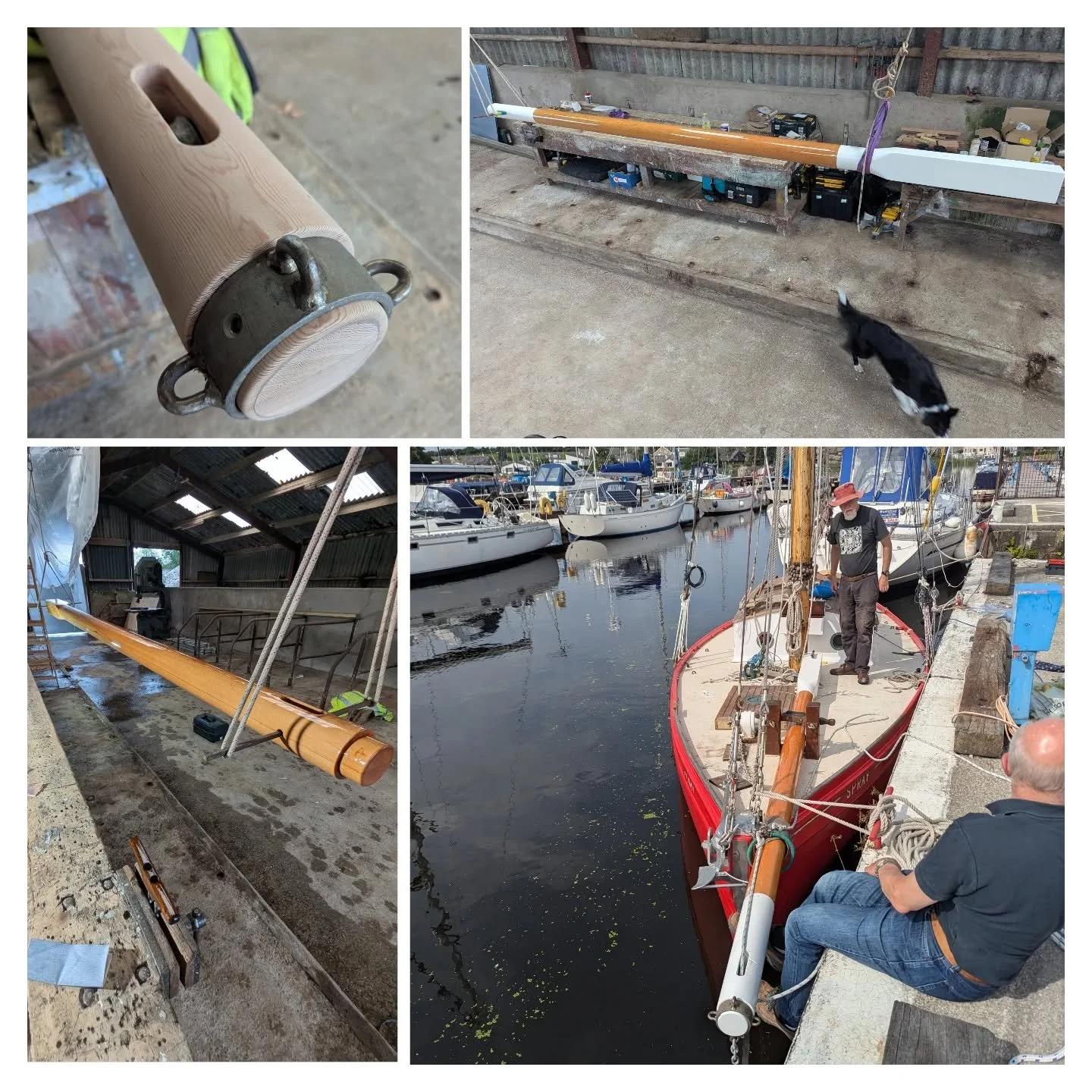 Many coats of varnish later and she's ready for the sea. 
.

Sprays new bowsprit. 
.
.
#classicboat #woodenboat #boatbuilding #morecambebayprawner