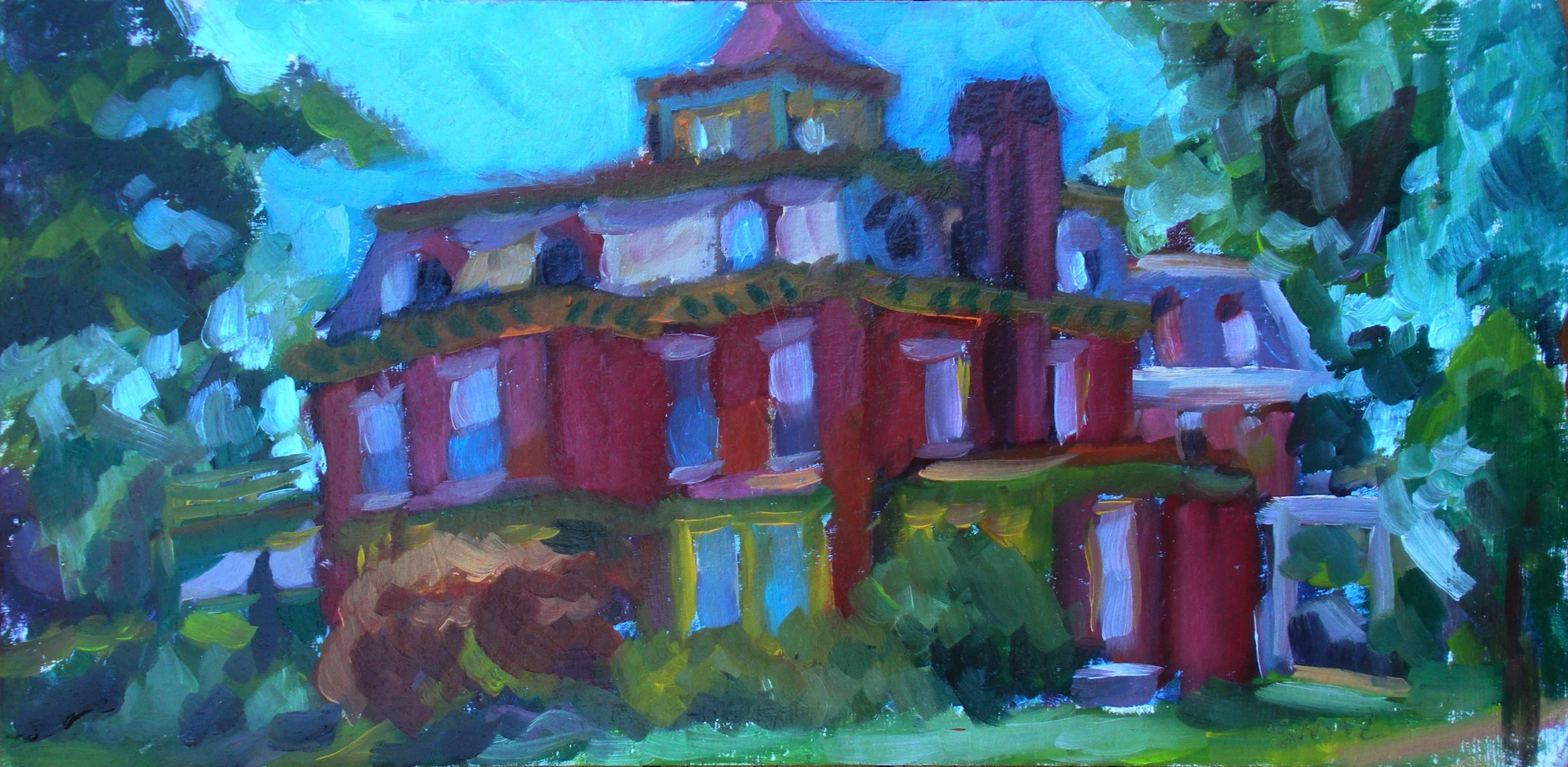 High Point of Town - oil on wood 8 x 10 - $100