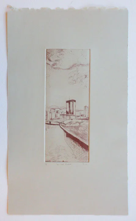 On the River - Framed Print 9.5x16 Etching/paper ed of 5 - $205