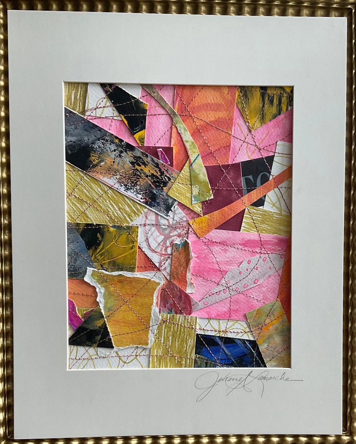 "Sassy" - Stitched Mixed Media - $350