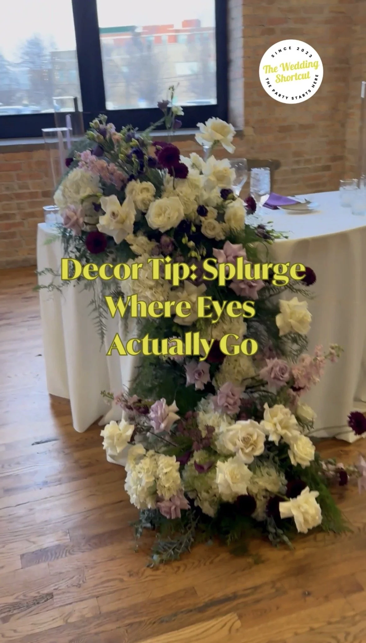Example of an Instagram Reel offering tips on how to save money on wedding reception flowers