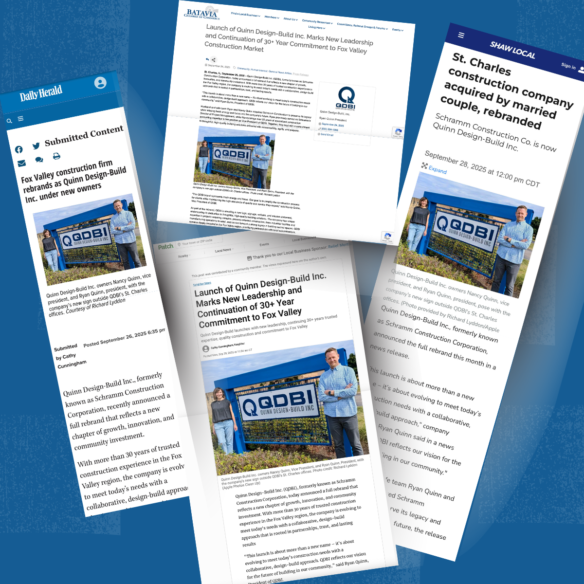 Examples of local earned media for Quinn Design Build