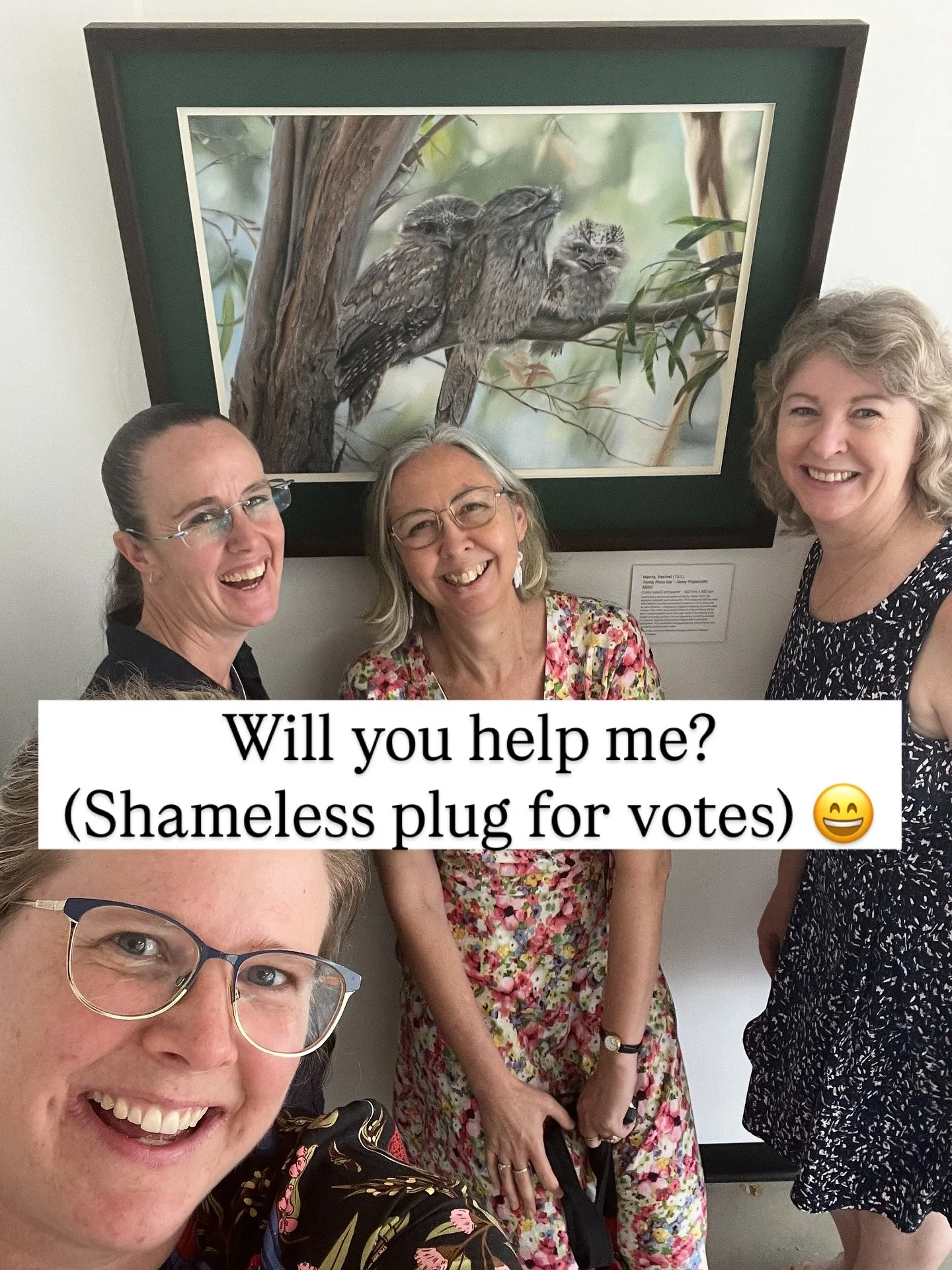 🗳️ People&rsquo;s choice voting is open!

I had a blast at the opening of this year&rsquo;s Holmes Prize - the winners were all so deserving 🌟🌟🌟

There is one more prize still to be awarded - the People&rsquo;s Choice 🏆

🦉 The tawny frogmouth t