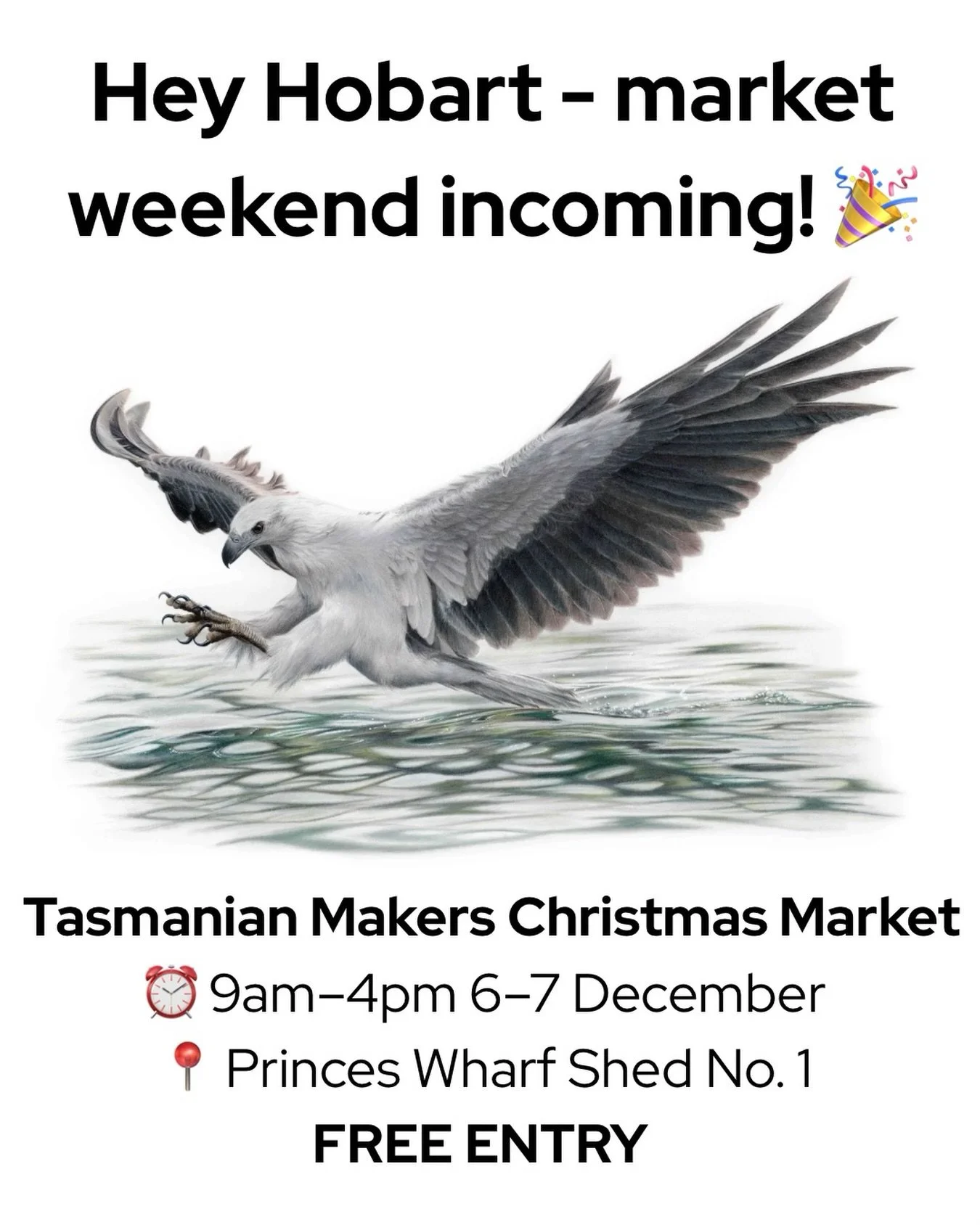 Market weekend incoming! 🎉

Come find me at Princes Wharf Shed No. 1 with originals, prints and plenty of Tasmanian wildlife goodness.

🎄Tasmanian Makers Christmas Market
🗓 6&ndash;7 December
⏰ 9am&ndash;4pm
📍 Princes Wharf Shed No. 1

Swing by a