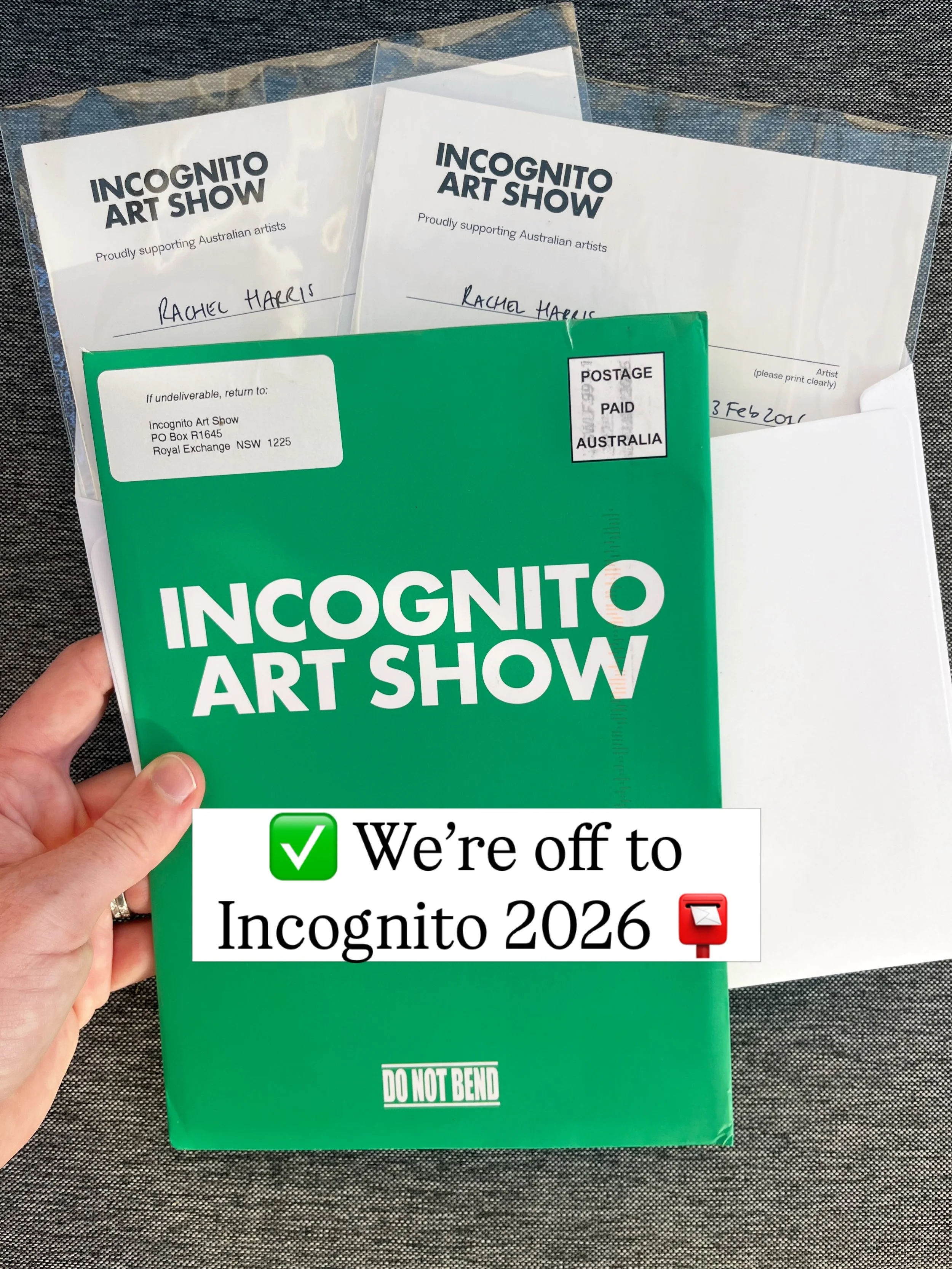 My entries for this year&rsquo;s @incognitoartshow are officially on their way 📮

This is my second year supporting Incognito. Every artwork is sold anonymously for the same price, which means buyers choose the art they genuinely connect with, not t