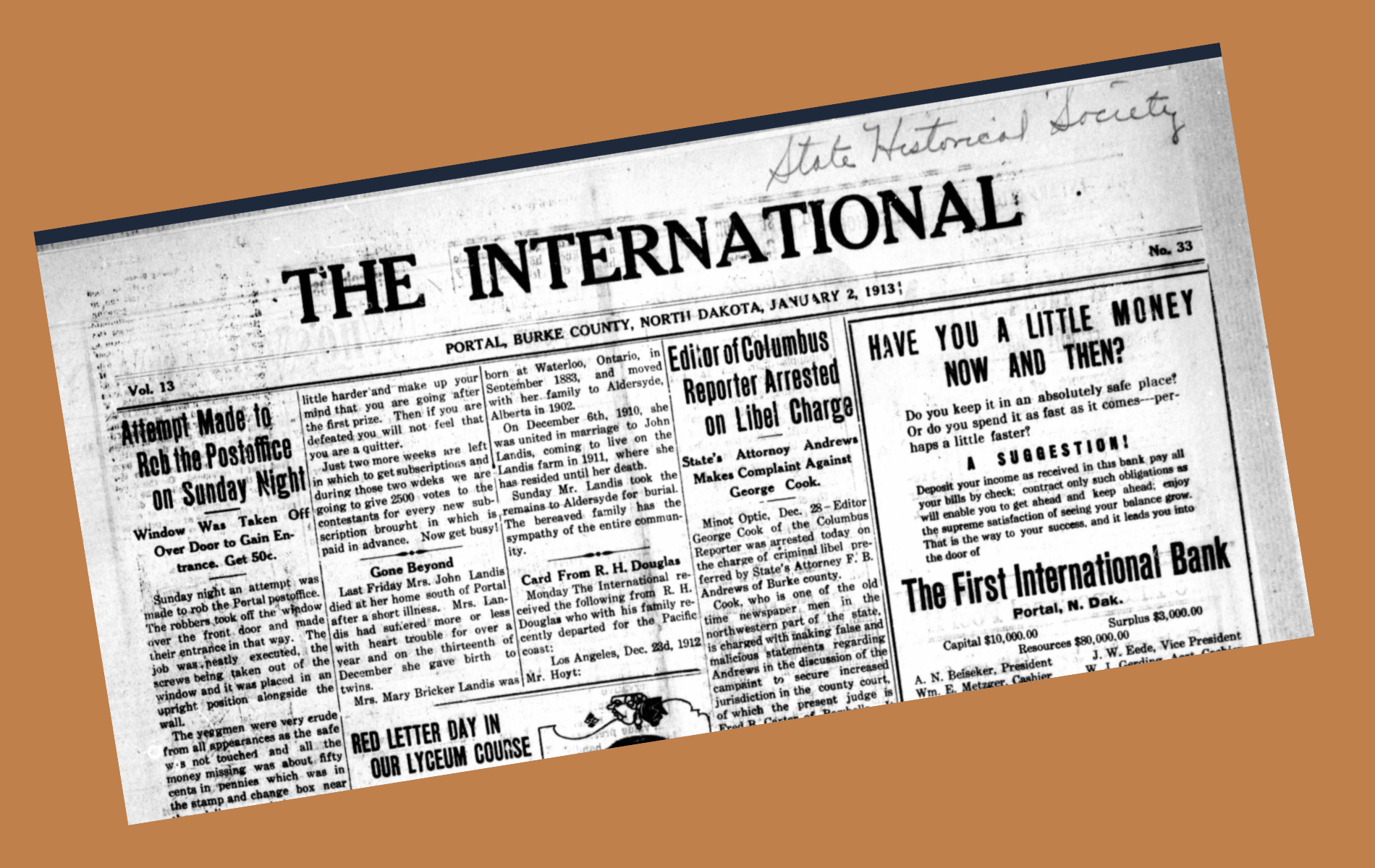 Image of the Portal, ND newspaper, The International