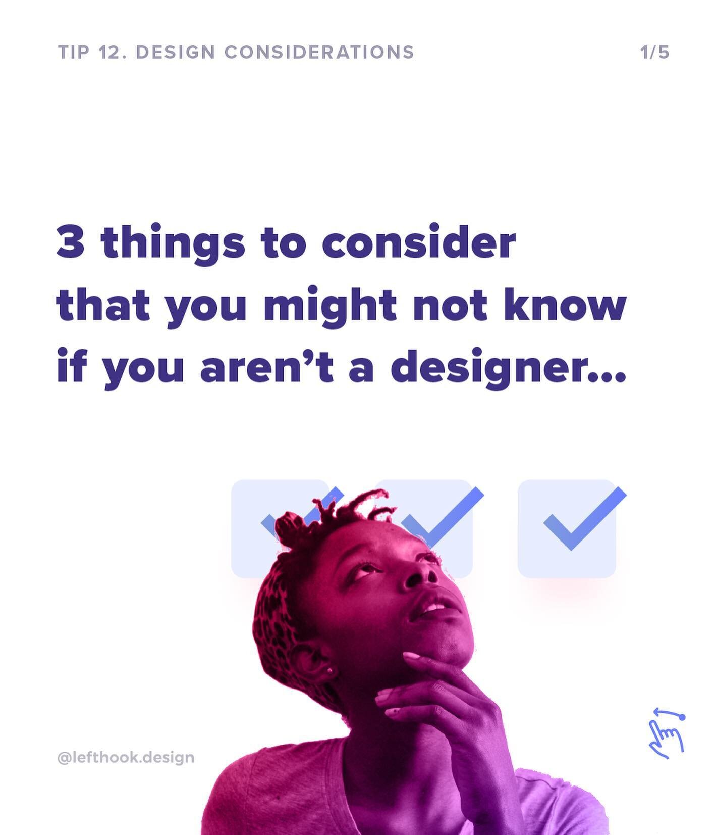 Lesser known things designers consider when we&rsquo;re working on a project. Keep these things in mind next time you&rsquo;re designing content for your business. Whether it&rsquo;s an email, a website, a logo, or a tshirt. 💡

#designtips #graphicd