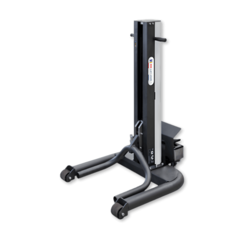 Vertical lifting stand used for collision repair equipment and shop support