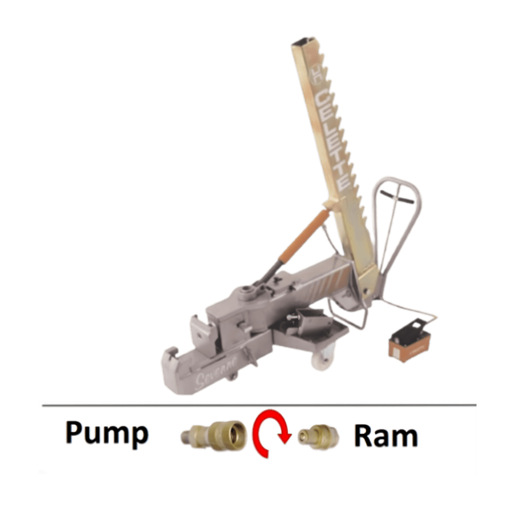 Hydraulic pump and ram used for collision repair pulling and straightening
