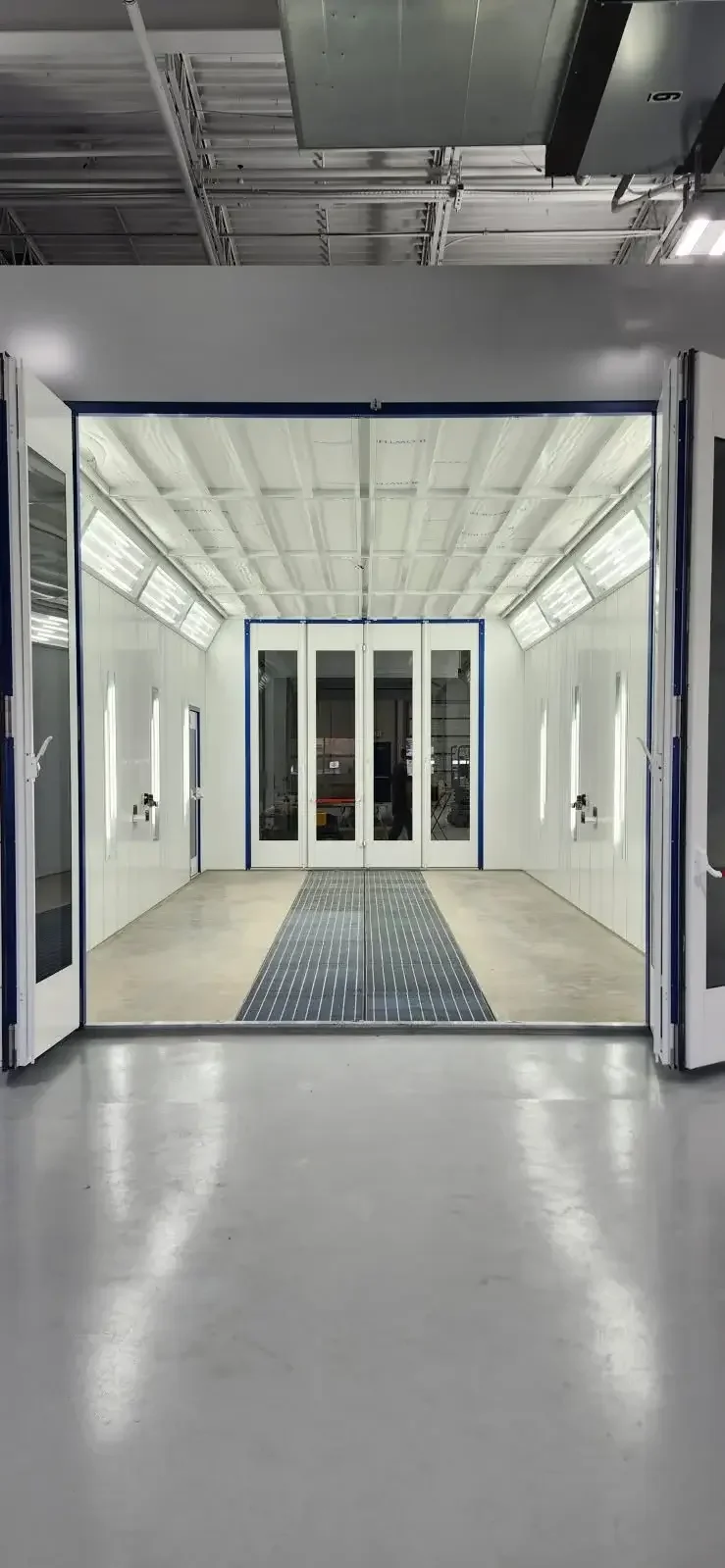 Showing the inside of a automotive paint booth