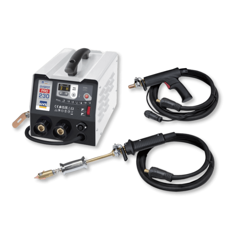 230 V steel dent puller with 3,800 A output for steel straightening and dent-pulling applications