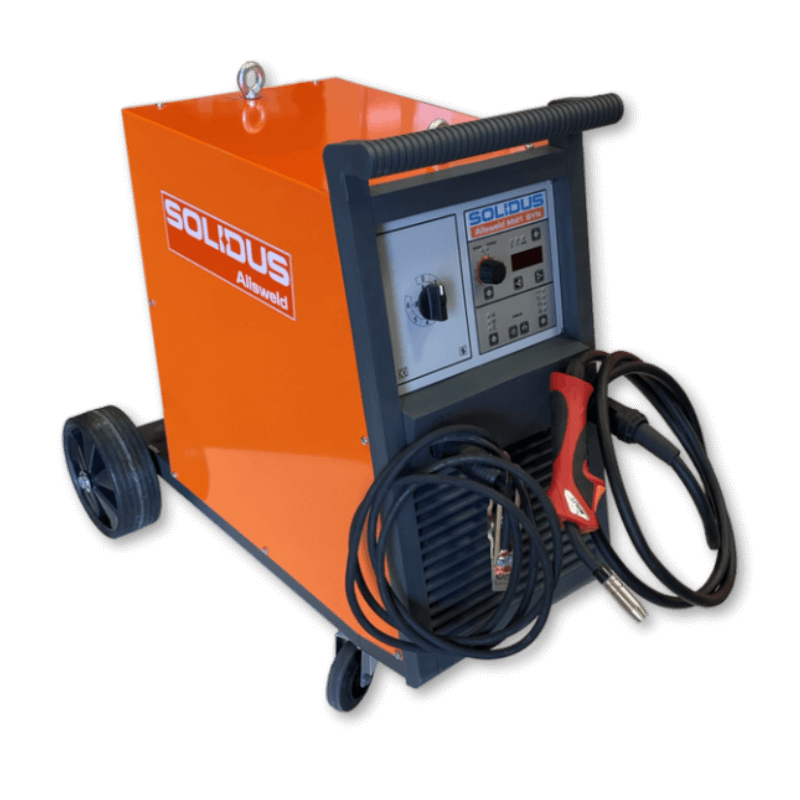 High-performance welder with QBS feeding, shock-proof structure, protected controls, ergonomic handling, cylinder carriage, robust wheels, and top eye-bolts for easy lifting. Collision repair equipment