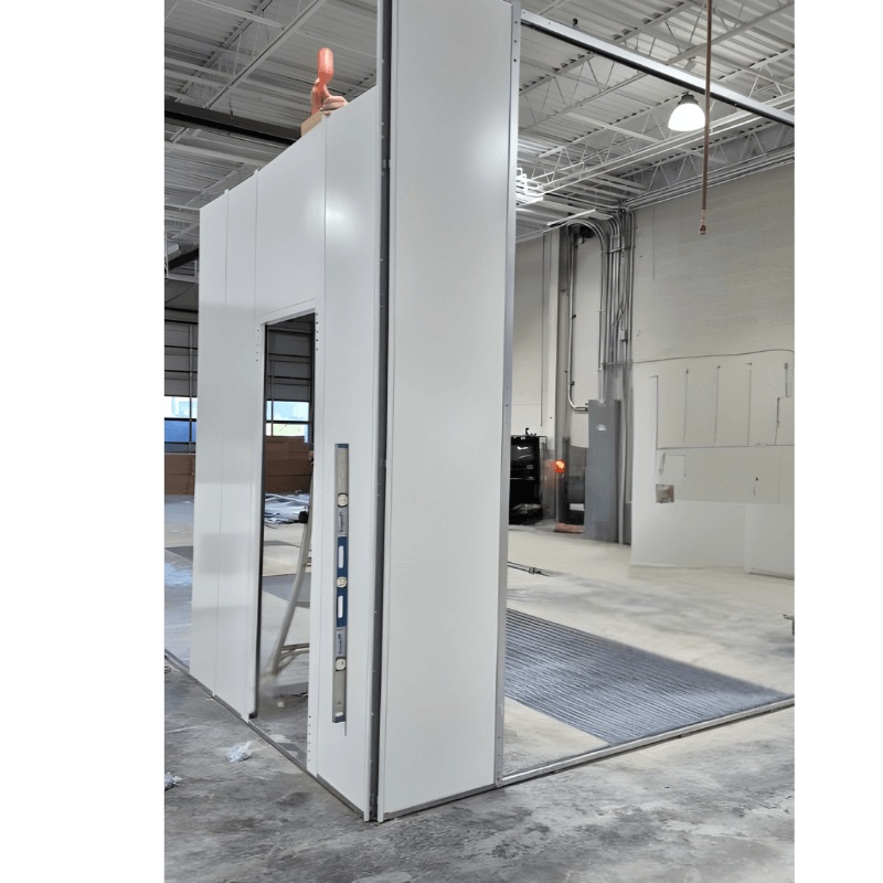 Vertical paint booth system component for collision repair facilities
