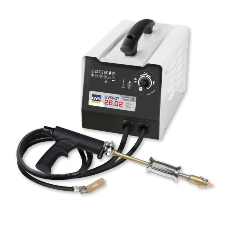 Ideal for dent removal and straightening of steel bodywork components with welding stars or rings and corrugated wire welding