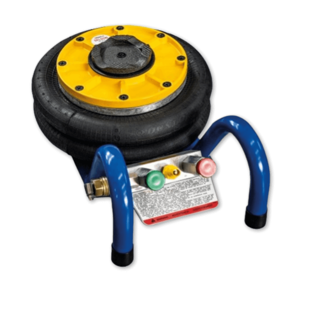 Selson air bag jack lifting vehicle using compressed air for collision repair, wheel alignment, tire service, and underbody maintenance