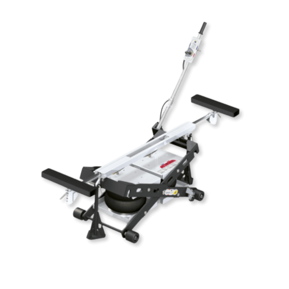 Pneumatic vehicle lift for bodywork and mechanical repair lifting front or rear up to 2.2 tons