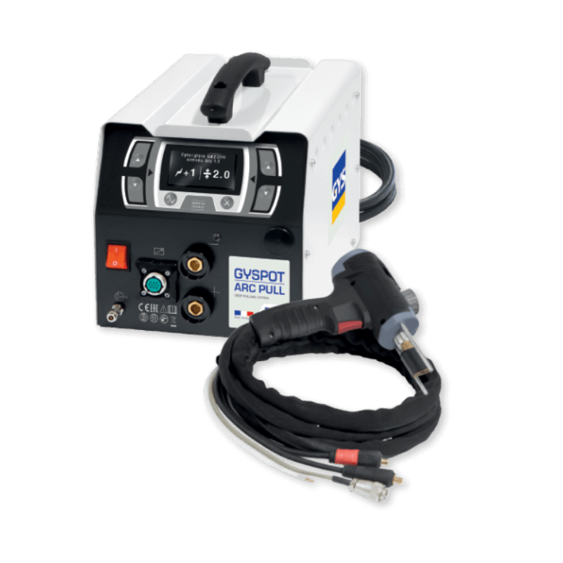 Drawn arc welding technology for aluminum dent-pulling with digital interface and innovative gun with high precision linear motor